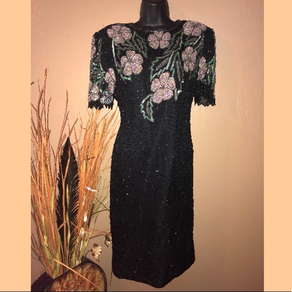 Vintage 1980’s Scala Sequin Dress Open Back | NYE